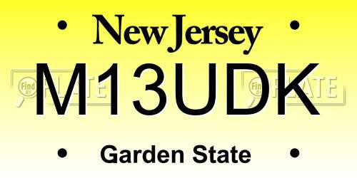 M13UDK New Jersey License Plate