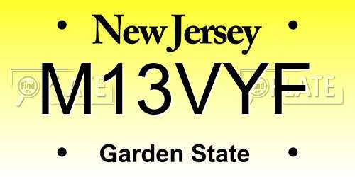 M13VYF New Jersey License Plate