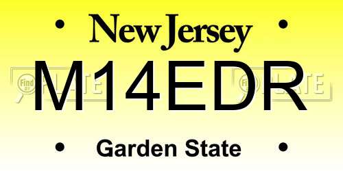 M14EDR New Jersey License Plate