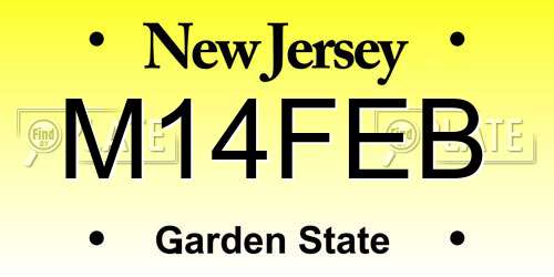 M14FEB New Jersey License Plate
