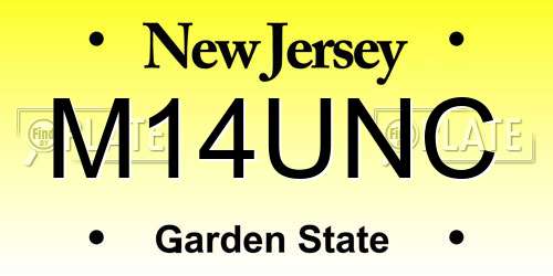 M14UNC New Jersey License Plate