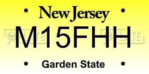 M15FHH New Jersey License Plate