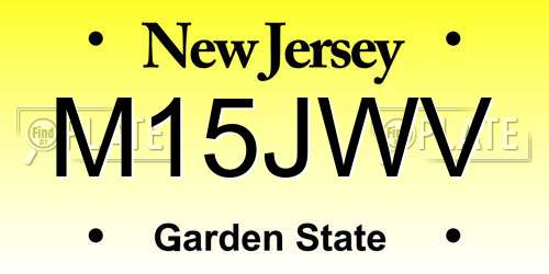 M15JWV New Jersey License Plate