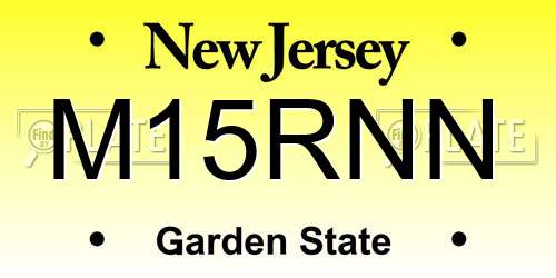 M15RNN New Jersey License Plate