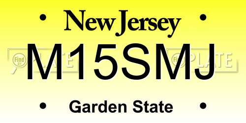 M15SMJ New Jersey License Plate