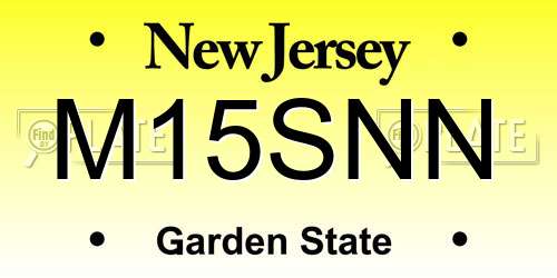 M15SNN New Jersey License Plate