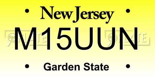 M15UUN New Jersey License Plate