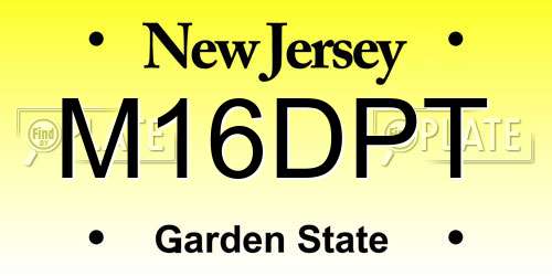 M16DPT New Jersey License Plate