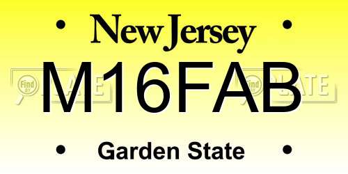M16FAB New Jersey License Plate