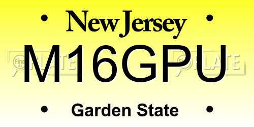 M16GPU New Jersey License Plate