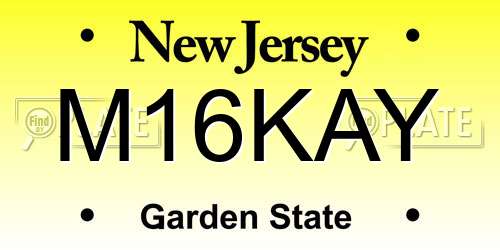 M16KAY New Jersey License Plate