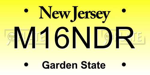 M16NDR New Jersey License Plate