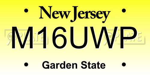 M16UWP New Jersey License Plate