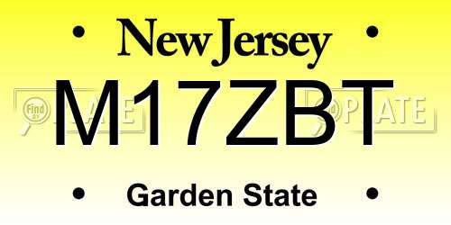 M17ZBT New Jersey License Plate