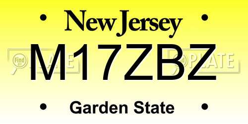 M17ZBZ New Jersey License Plate