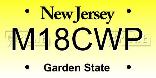 M18CWP New Jersey License Plate