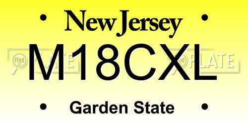 M18CXL New Jersey License Plate