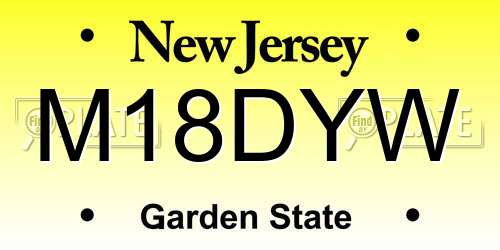 M18DYW New Jersey License Plate
