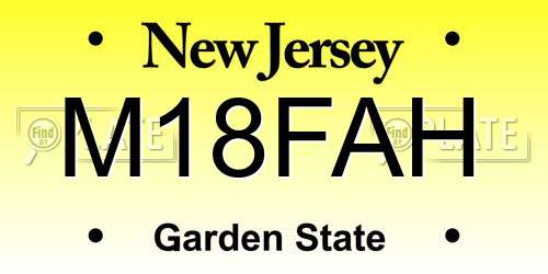 M18FAH New Jersey License Plate