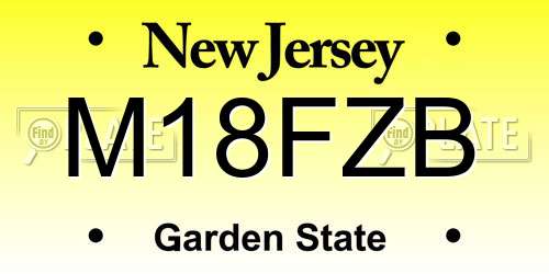 M18FZB New Jersey License Plate