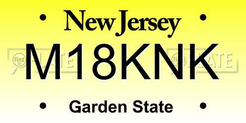 M18KNK New Jersey License Plate