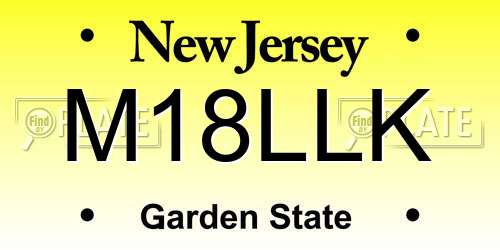 M18LLK New Jersey License Plate