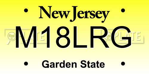 M18LRG New Jersey License Plate