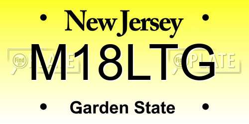 M18LTG New Jersey License Plate