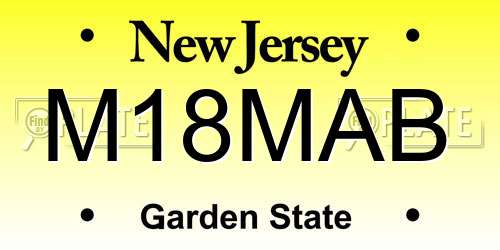 M18MAB New Jersey License Plate