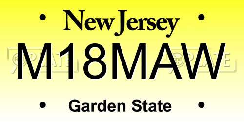 M18MAW New Jersey License Plate