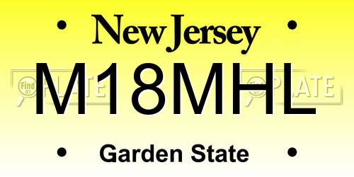 M18MHL New Jersey License Plate