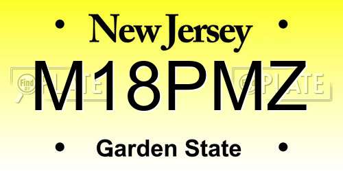 M18PMZ New Jersey License Plate