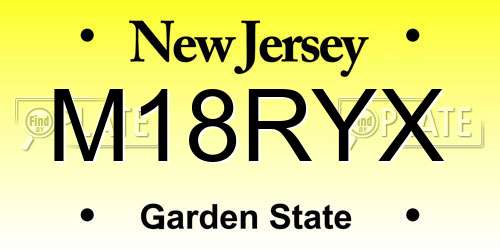 M18RYX New Jersey License Plate