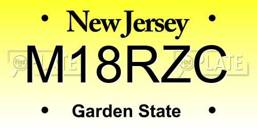 M18RZC New Jersey License Plate