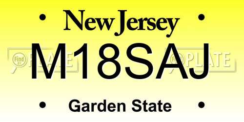 M18SAJ New Jersey License Plate