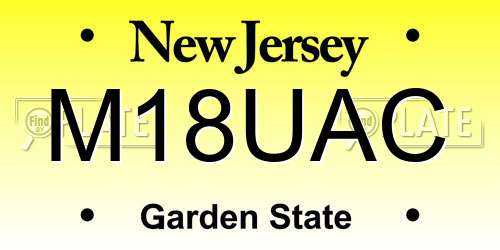 M18UAC New Jersey License Plate