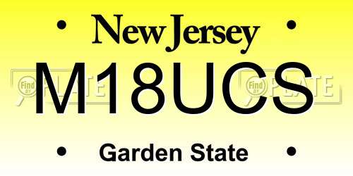 M18UCS New Jersey License Plate