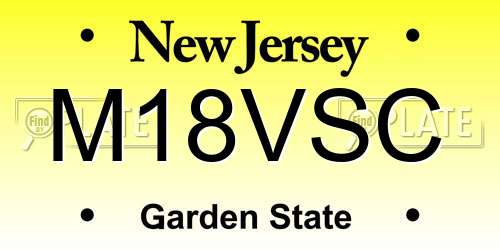 M18VSC New Jersey License Plate