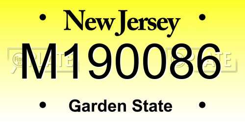 M190086 New Jersey License Plate
