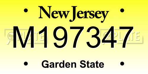 M197347 New Jersey License Plate