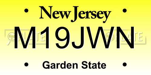 M19JWN New Jersey License Plate