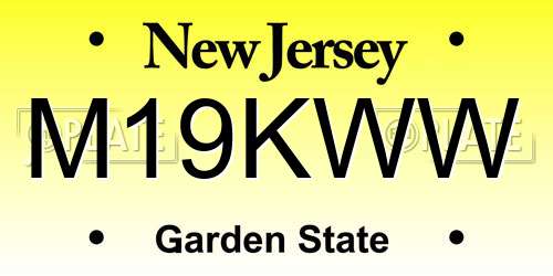 M19KWW New Jersey License Plate