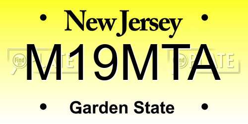 M19MTA New Jersey License Plate