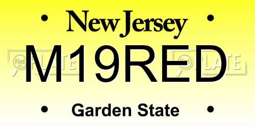 M19RED New Jersey License Plate