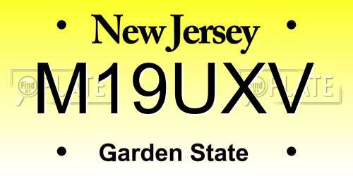 M19UXV New Jersey License Plate