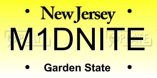 M1DNITE New Jersey License Plate