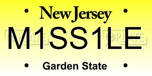 M1SS1LE New Jersey License Plate