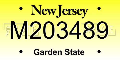 M203489 New Jersey License Plate