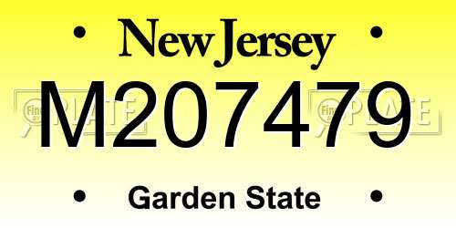 M207479 New Jersey License Plate