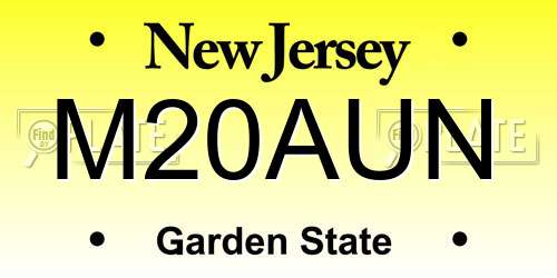 M20AUN New Jersey License Plate